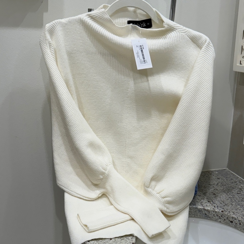 fab'rik Cream Crew Neck Sweater